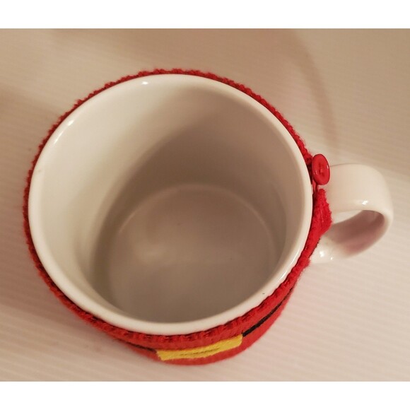 Pier 1 Imports SANTA Coffee Mug Tea Cup Christmas Button On Sweater Removable 4" - Picture 5 of 12
